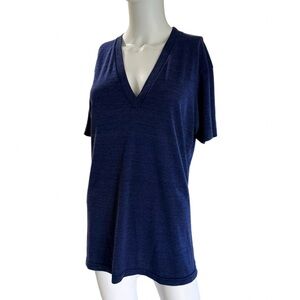 American Apparel Track Shirt Tri Blend in Navy with Deep V Neck